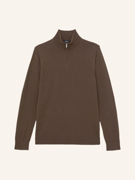 Zdjęcie produktu Reiss Sweter Typu Troyer Blackhall Z Wełny Merino braun CIEMNOBRĄZOWY