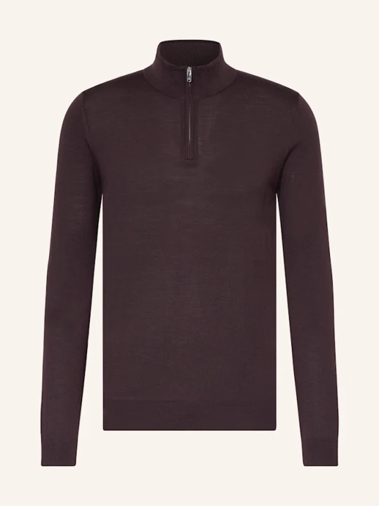 Zdjęcie produktu Reiss Sweter Typu Troyer Blackhall Z Wełny Merino rot CIEMNOCZERWONY