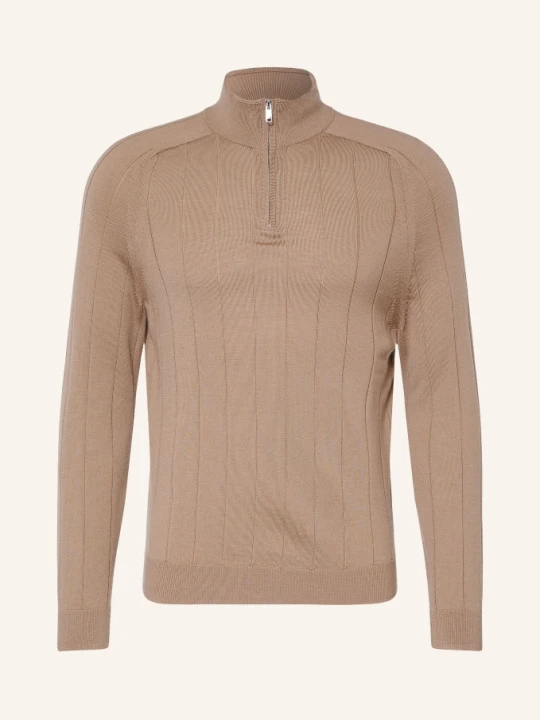 Zdjęcie produktu Reiss Sweter Typu Troyer Findlay Z Wełny Merynosowej braun CAMELOWY