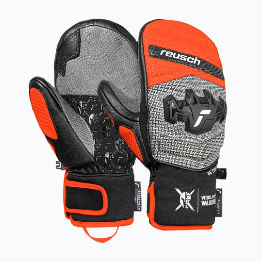 Zdjęcie produktu Rękawice narciarskie dziecięce Reusch Worldcup Warrior GS Mitten black / silver / fluo red Szary