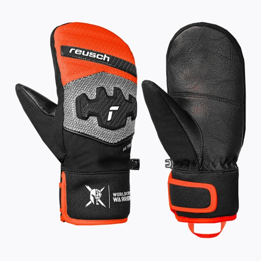 Zdjęcie produktu Rękawice narciarskie dziecięce Reusch Worldcup Warrior Prime R-Tex XT Mitten black / silver / fluo red