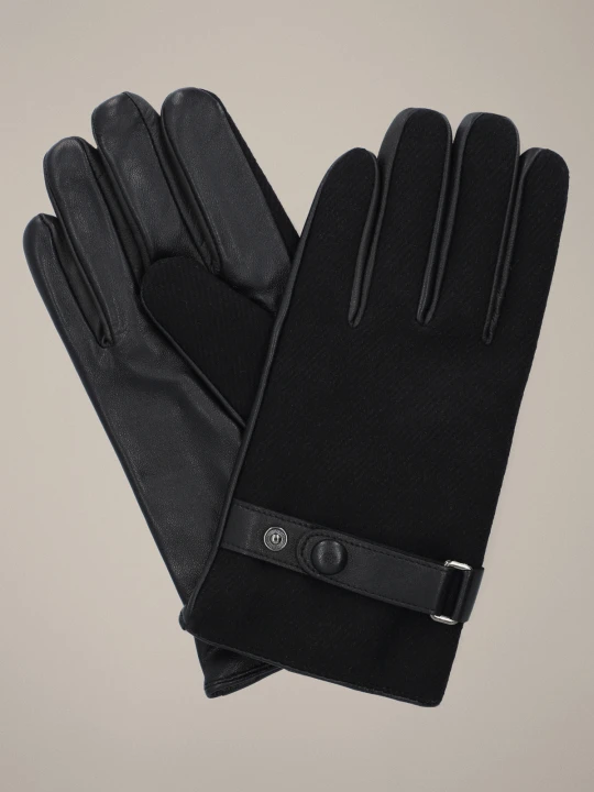 Zdjęcie produktu Rękawiczki Czarne Skórzane z Wełną Touch Screen Lancerto