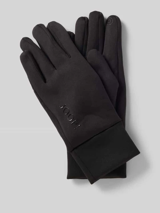 Zdjęcie produktu Rękawiczki o kroju slim fit z aplikacją z logo model ‘Softshell’ JOOP! Czarny