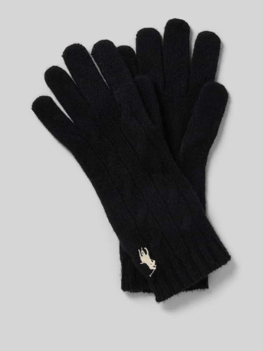 Zdjęcie produktu Rękawiczki wełniane z domieszką kaszmiru Polo Ralph Lauren Czarny