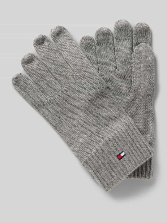 Zdjęcie produktu Rękawiczki z mieszanki bawełny i kaszmiru Tommy Hilfiger Jasnoszary
