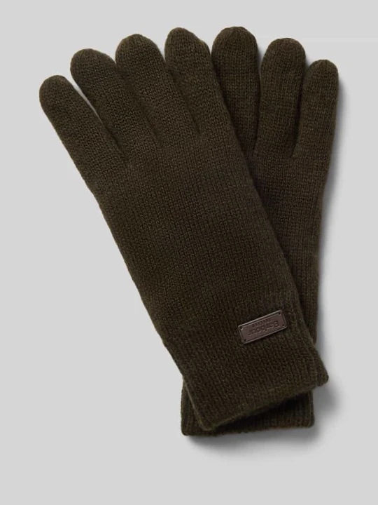 Zdjęcie produktu Rękawiczki z mieszanki wełny z prążkowanymi ściągaczami Barbour Ciemnozielony