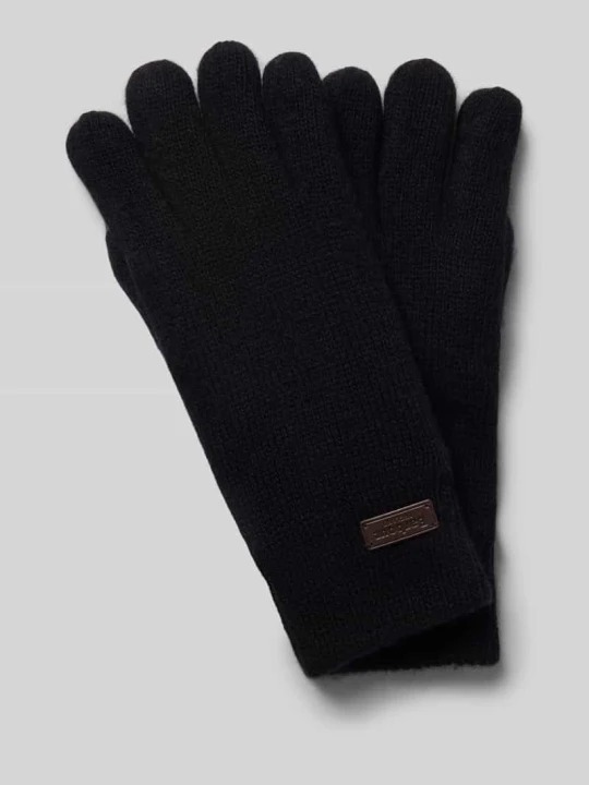 Zdjęcie produktu Rękawiczki z mieszanki wełny z prążkowanymi ściągaczami Barbour Czarny