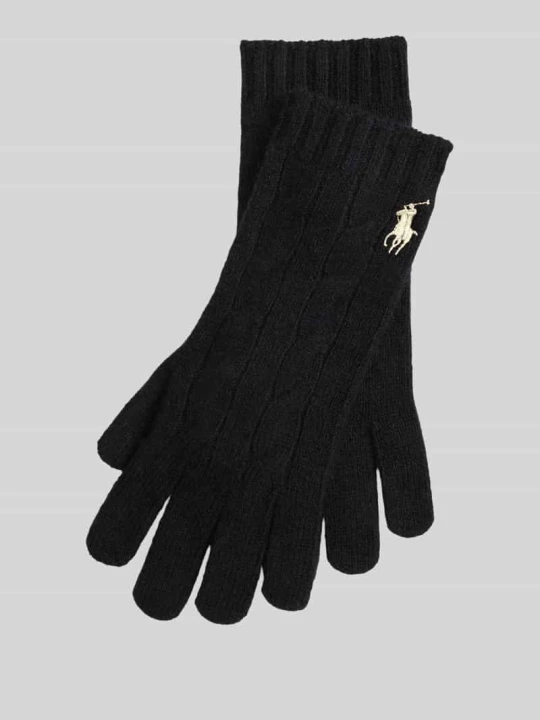 Zdjęcie produktu Rękawiczki z mieszanki wełny z wyhaftowanym logo Polo Ralph Lauren Czarny