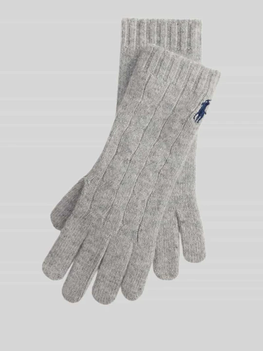 Zdjęcie produktu Rękawiczki z mieszanki wełny z wyhaftowanym logo Polo Ralph Lauren Jasnoszary