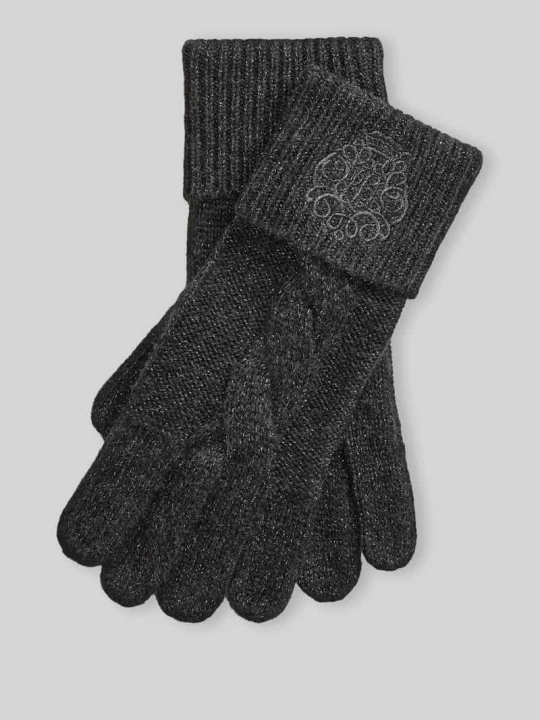 Zdjęcie produktu Rękawiczki z wełny z wytłoczonym logo Lauren Ralph Lauren Ciemnoszary