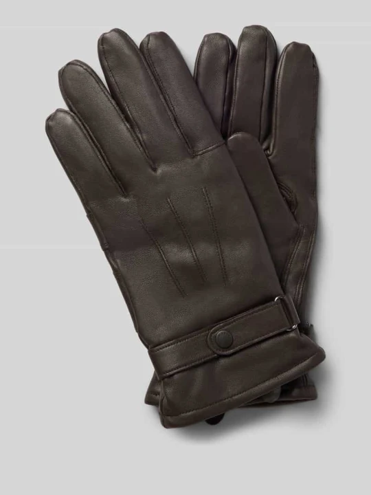 Zdjęcie produktu Rękawiczki ze skóry bydlęcej nappa z zapięciem na patkę Barbour Ciemnobrązowy