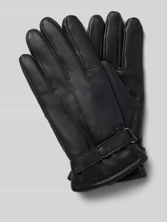 Zdjęcie produktu Rękawiczki ze skóry bydlęcej nappa z zapięciem na patkę Barbour czarny