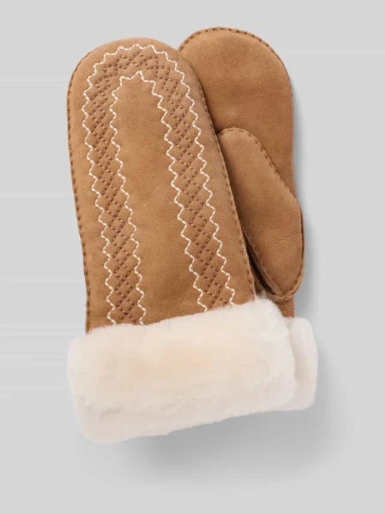 Zdjęcie produktu Rękawiczki ze skóry jagnięcej z haftem model ‘ATHERSON’ UGG Camel