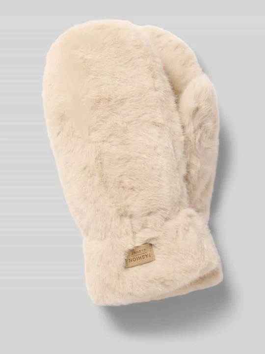 Zdjęcie produktu Rękawiczki ze sztucznego futra z detalem z logo Kurt Beines Beżowy