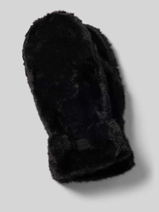 Zdjęcie produktu Rękawiczki ze sztucznego futra z detalem z logo Kurt Beines Czarny