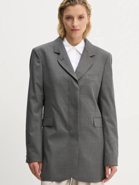 Zdjęcie produktu Remain marynarka z domieszką wełny Boxy Blazer szary
