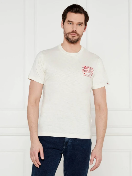 Zdjęcie produktu Replay T-shirt Slub | Regular Fit ecru