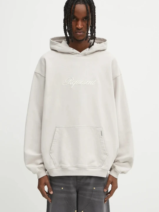 Zdjęcie produktu Represent Script Logo bluza z kapturem bawełniana męska