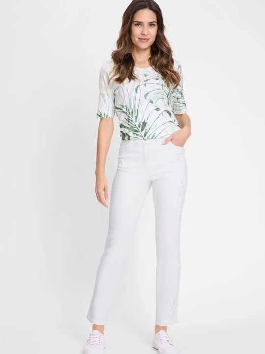 Zdjęcie produktu REPREVE® Białe jeansy damskie Mona Slim - Voyage Tropical Olsen