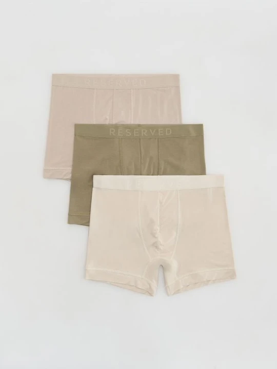 Zdjęcie produktu Reserved - 3 pack bokserek Long z wiskozy - beżowy