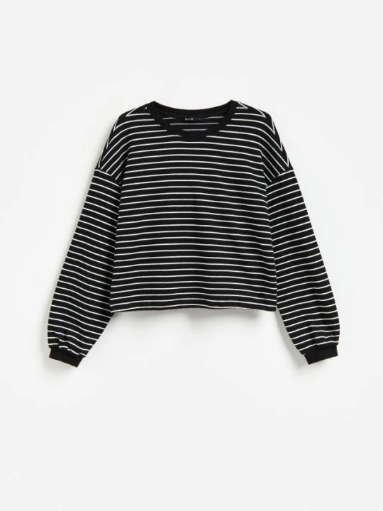 Zdjęcie produktu Reserved - Bluza w paski z bawełną - czarny