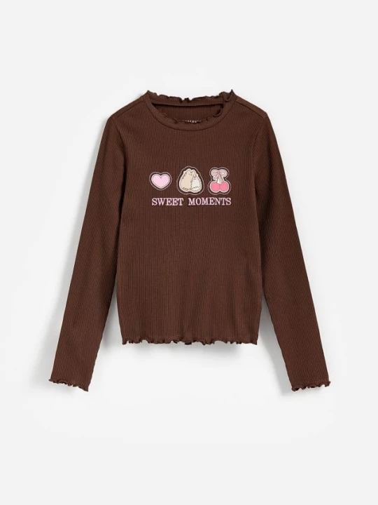 Zdjęcie produktu Reserved - Bawełniana koszulka Pusheen - brązowy