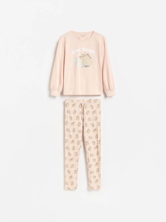 Zdjęcie produktu Reserved - Bawełniana piżama Pusheen - pastelowy róż