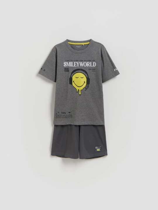 Zdjęcie produktu Reserved - Bawełniana piżama SmileyWorld® - szary