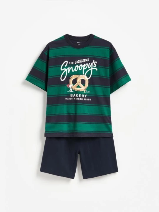 Zdjęcie produktu Reserved - Bawełniana piżama Snoopy - zielony