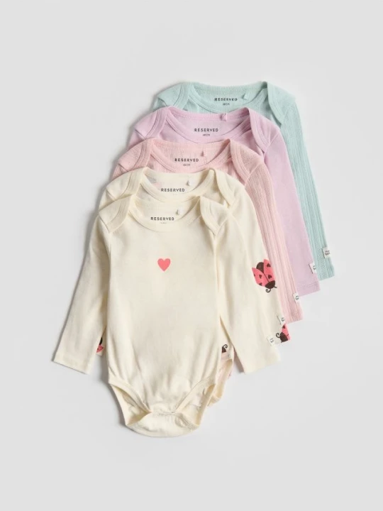 Zdjęcie produktu Reserved - Bawełniane body 5 pack - złamana biel