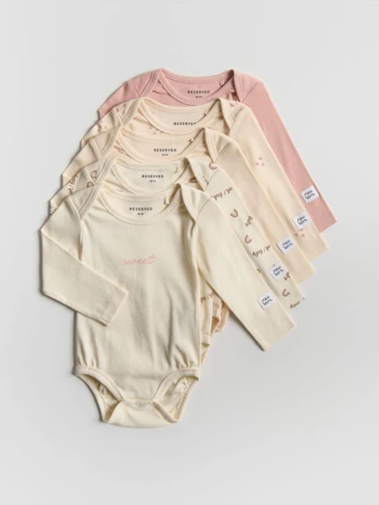Zdjęcie produktu Reserved - Bawełniane body 5 pack - złamana biel