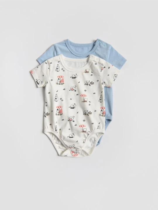 Zdjęcie produktu Reserved - Bawełniane body Muminki 2 pack - jasnoniebieski