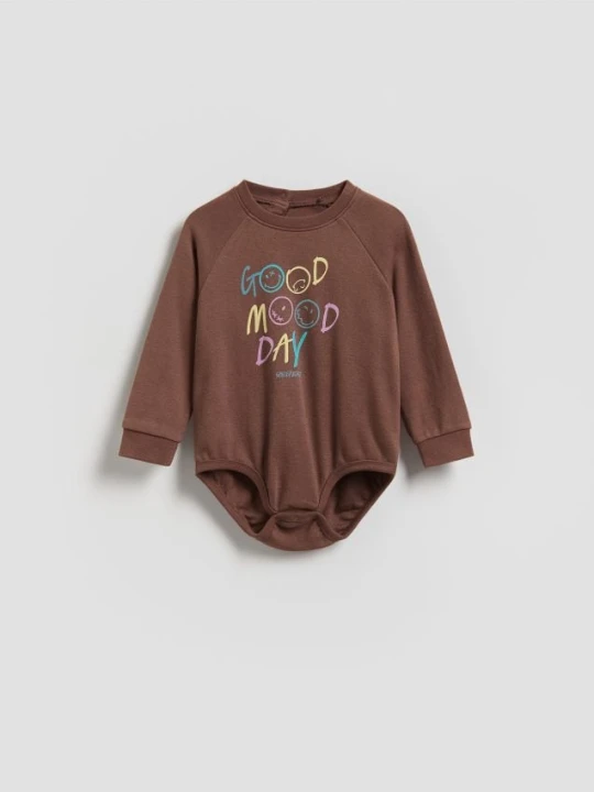Zdjęcie produktu Reserved - Bawełniane body SmileyWorld® - ciemnofioletowy