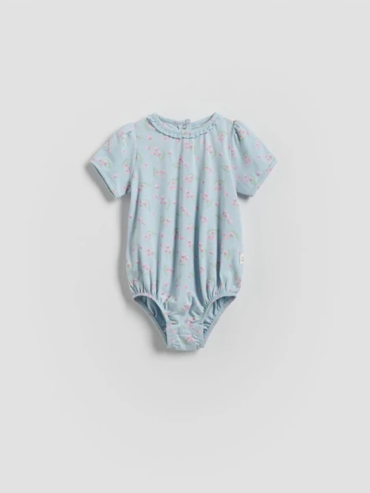 Zdjęcie produktu Reserved - Bawełniane body w kwiaty - jasnoniebieski