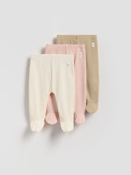 Zdjęcie produktu Reserved - Bawełniane legginsy 3 pack - beżowy
