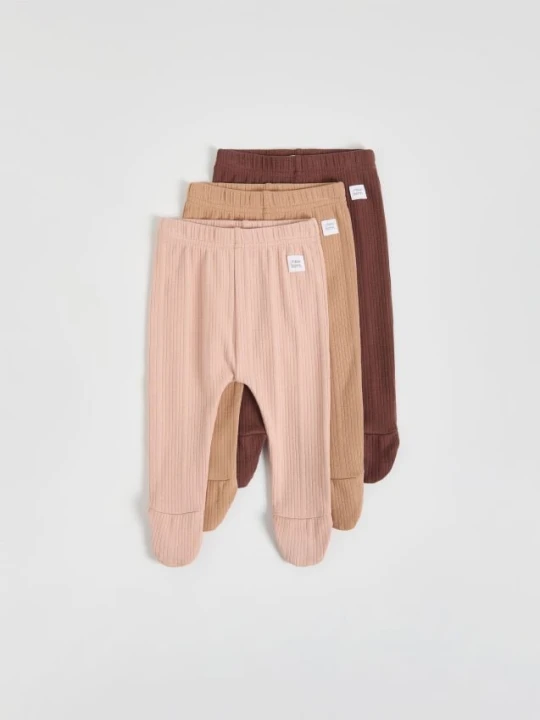 Zdjęcie produktu Reserved - Bawełniane legginsy 3 pack - brązowy