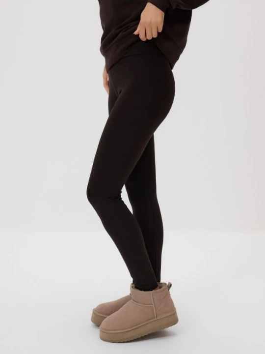 Zdjęcie produktu Reserved - Bawełniane legginsy - ciemnobrązowy