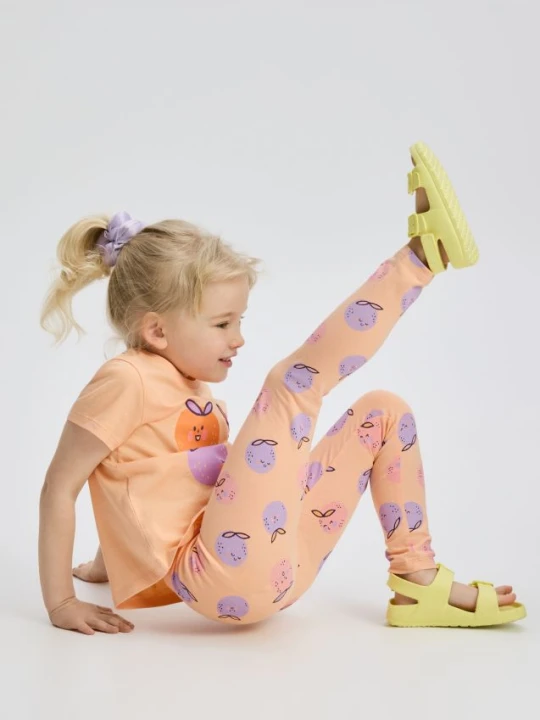 Zdjęcie produktu Reserved - Bawełniane legginsy we wzory - jasnopomarańczowy