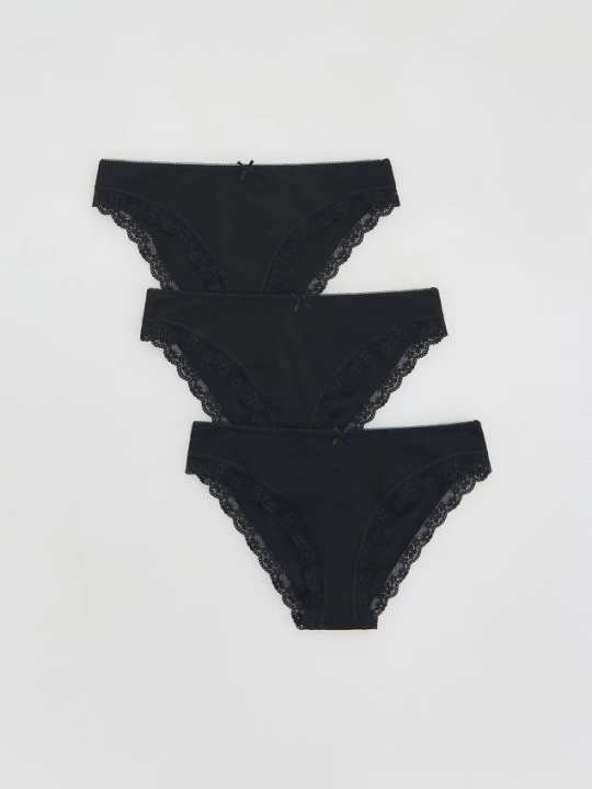 Zdjęcie produktu Reserved - Bawełniane majtki bikini 3 pack - czarny