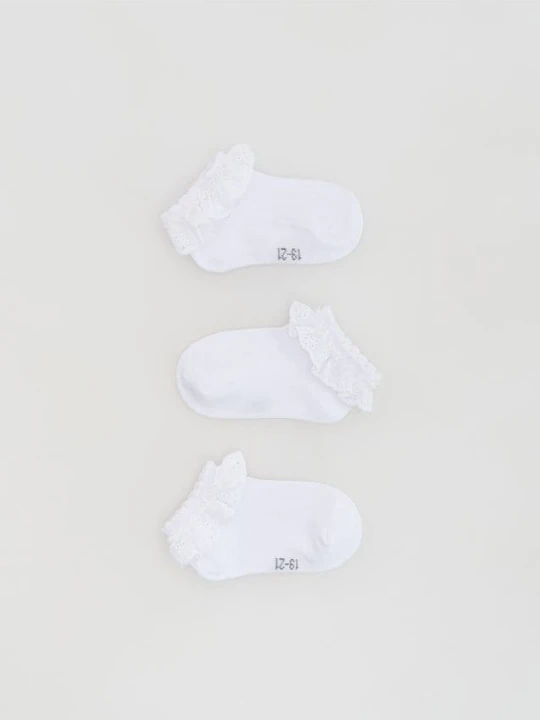 Zdjęcie produktu Reserved - Bawełniane skarpetki z falbanką 3 pack - biały