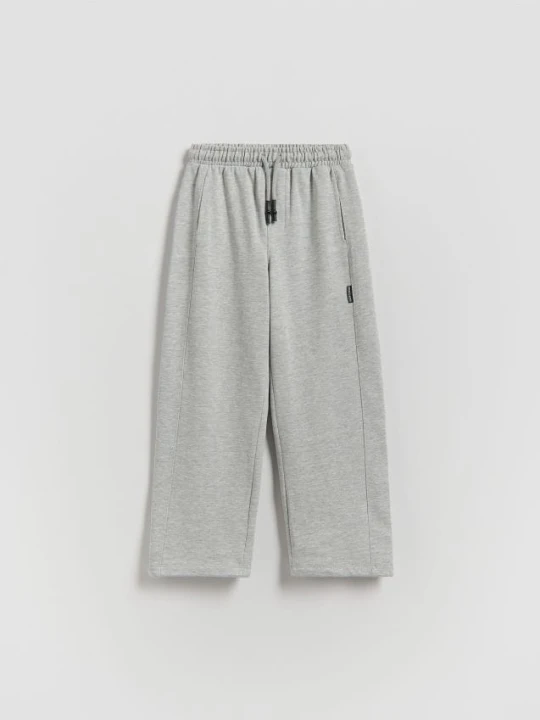 Zdjęcie produktu Reserved - Bawełniane spodnie wide leg - jasnoszary