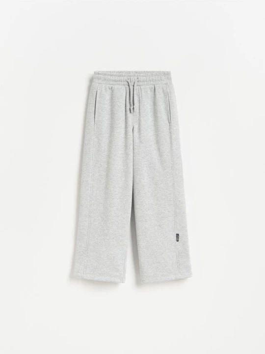 Zdjęcie produktu Reserved - Bawełniane spodnie wide leg - jasnoszary