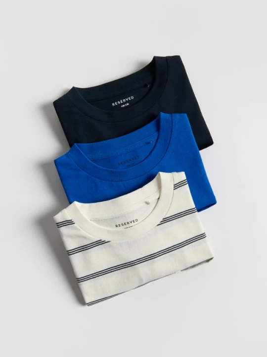Zdjęcie produktu Reserved - Bawełniany longsleeve 3 pack - granatowy
