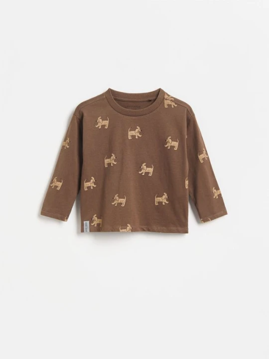 Zdjęcie produktu Reserved - Bawełniany longsleeve - ciemnobrązowy