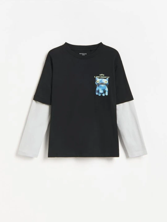 Zdjęcie produktu Reserved - Bawełniany longsleeve Fuggler - czarny
