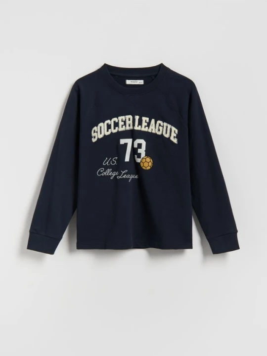 Zdjęcie produktu Reserved - Bawełniany longsleeve - granatowy