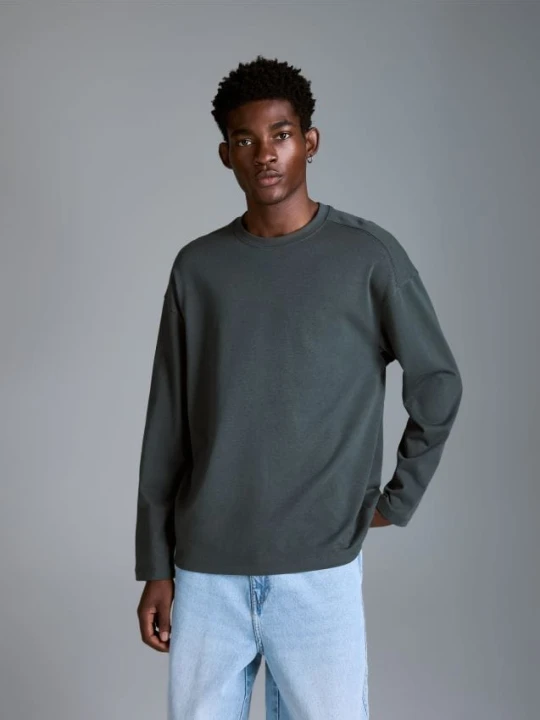 Zdjęcie produktu Reserved - Bawełniany longsleeve - morski