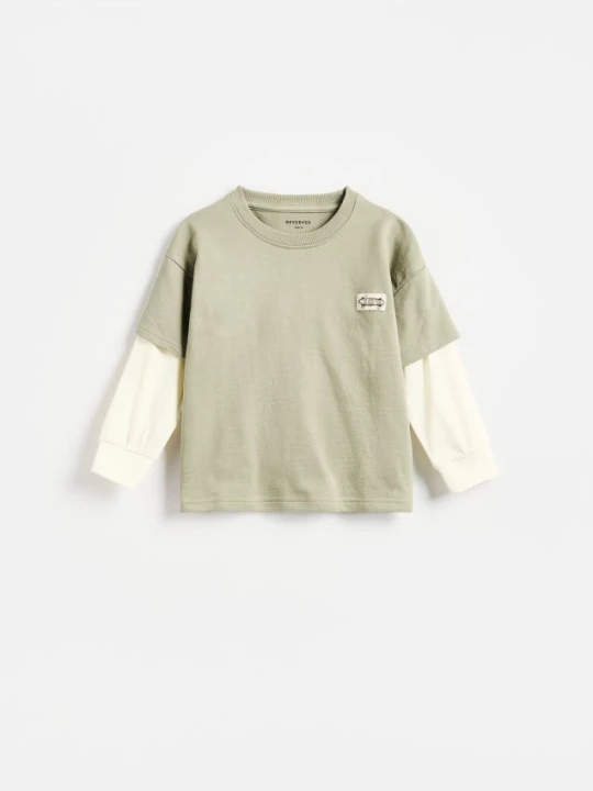 Zdjęcie produktu Reserved - Bawełniany longsleeve - oliwkowy