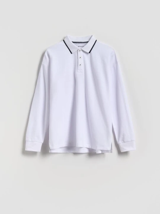 Zdjęcie produktu Reserved - Bawełniany longsleeve polo - biały