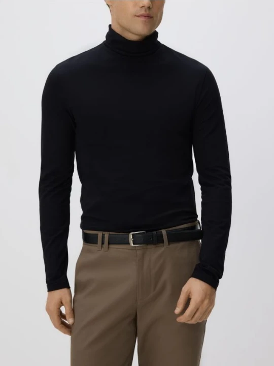 Zdjęcie produktu Reserved - Bawełniany longsleeve z golfem - czarny